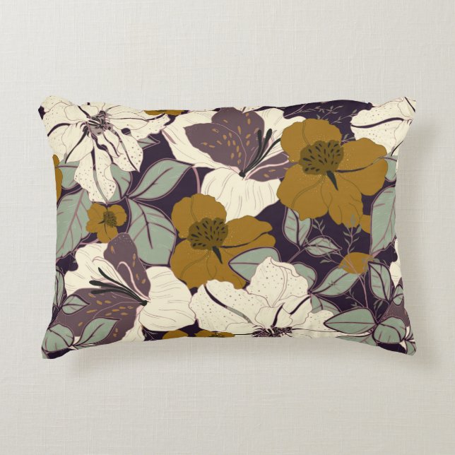 Elegance pattern with flowers and leaf. Floral vin Accent Pillow (Front)