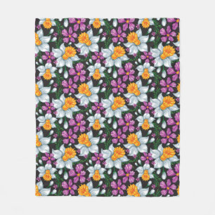 Elegance pattern with narcissus flowers 2 fleece blanket