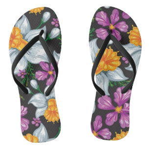 Elegance pattern with narcissus flowers 2 flip flops