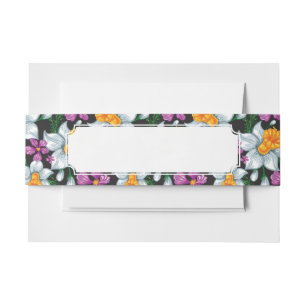 Elegance pattern with narcissus flowers 2 invitation belly band