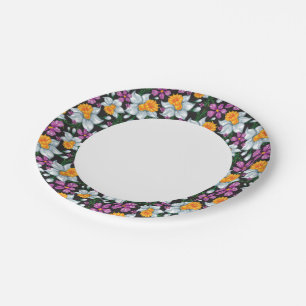Elegance pattern with narcissus flowers 2 paper plate