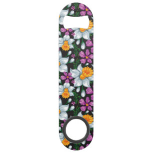 Elegance pattern with narcissus flowers 2 speed bottle opener