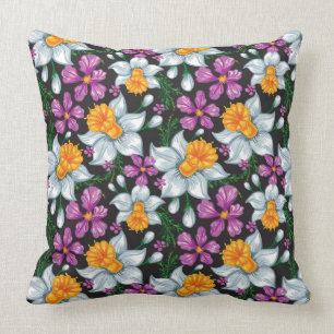 Elegance pattern with narcissus flowers 2 throw pillow