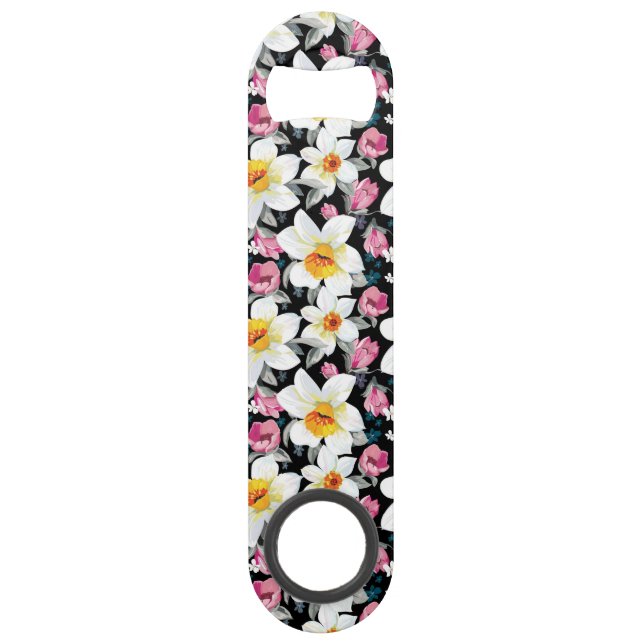 Elegance pattern with narcissus flowers bar key (Front)