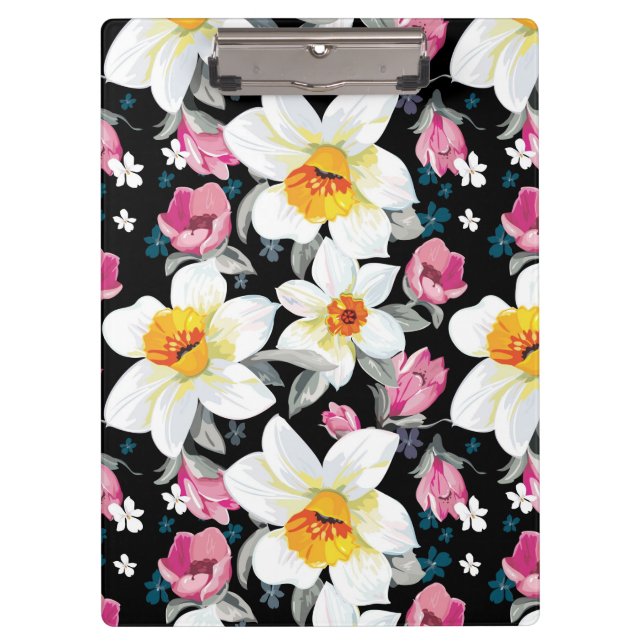 Elegance pattern with narcissus flowers clipboard (Front)