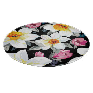 Elegance pattern with narcissus flowers cutting board