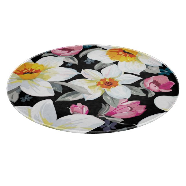 Elegance pattern with narcissus flowers cutting board (Corner)