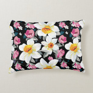 Elegance pattern with narcissus flowers decorative pillow