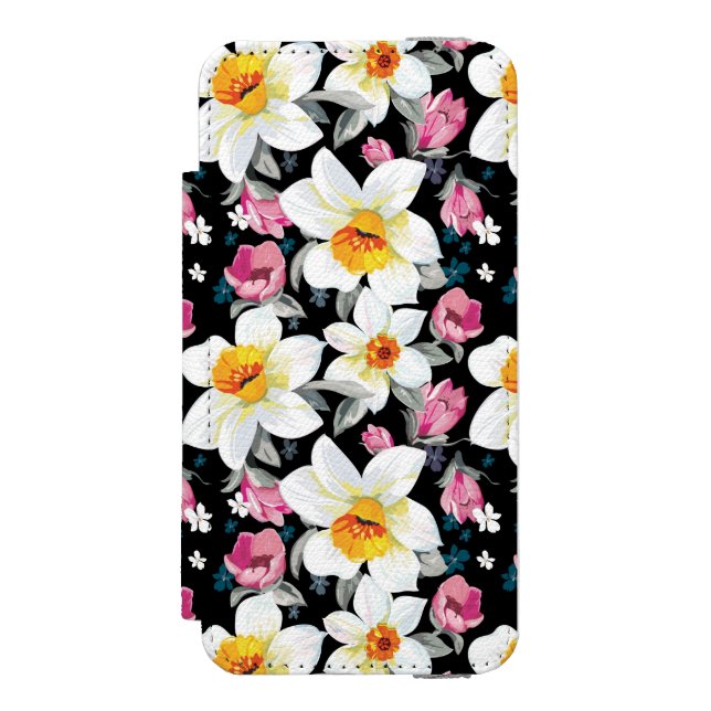 Elegance pattern with narcissus flowers incipio iPhone wallet case (Folio Front)