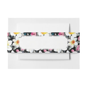 Elegance pattern with narcissus flowers invitation belly band