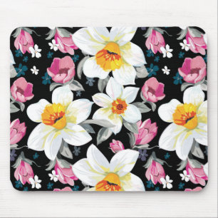 Elegance pattern with narcissus flowers mouse pad