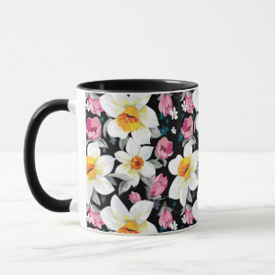 Elegance pattern with narcissus flowers mug