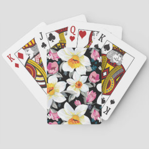 Elegance pattern with narcissus flowers playing cards