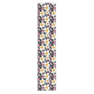 Elegance pattern with narcissus flowers short table runner