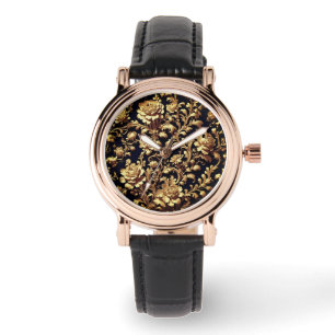 Elegance Redefined: Flemish Baroque Black and Gold Watch