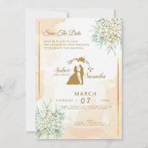 Élégance Royale : Invitation Ivoire, Or et Vert