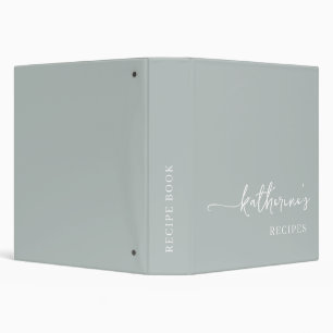 Elegance Sage Green Monogram Cookbook Recipe Binder