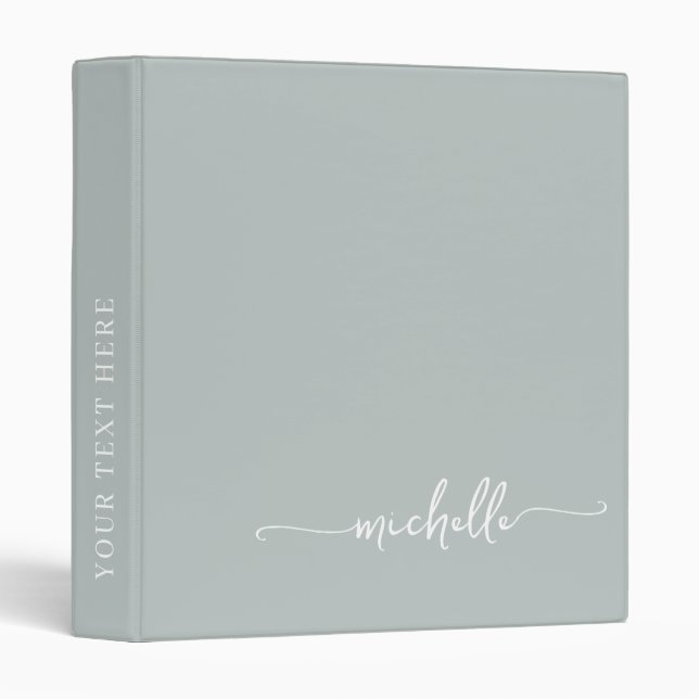 Elegance Sage Green Monogram Name Script  Binder (Front/Spine)