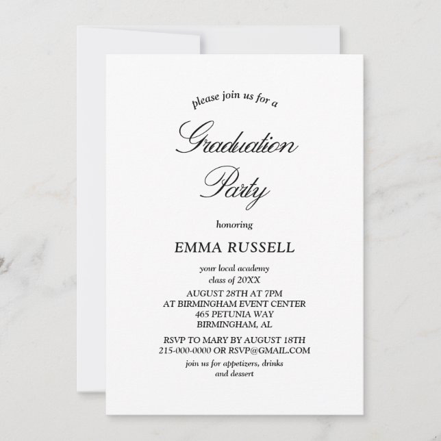 Elegance Script Graduation Party Invitation (Front)