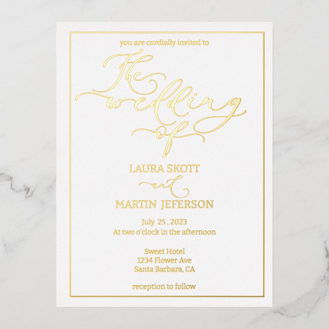 Élégance Script invitation textuelle Feuille  (Recto)