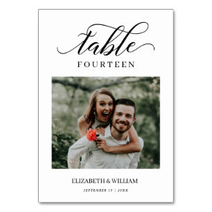 Elegance Script Modern Photo Wedding Table Number