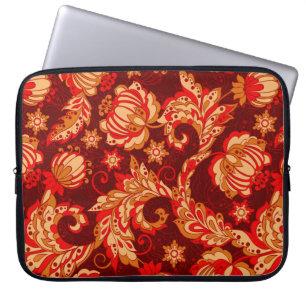 elegance seamless pattern with ethnic flowers, vin laptop sleeve