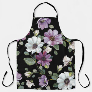 Elegance seamless pattern with flowers cosmos apron