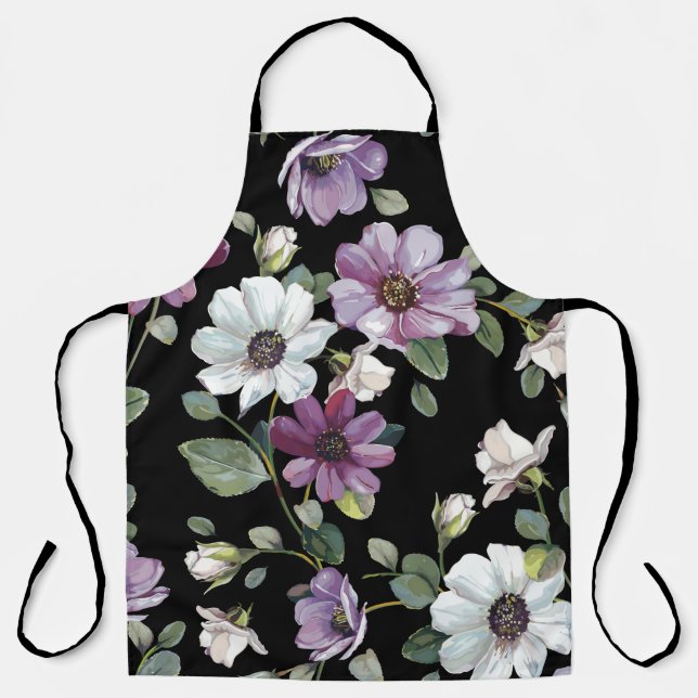 Elegance seamless pattern with flowers cosmos apron (Front)