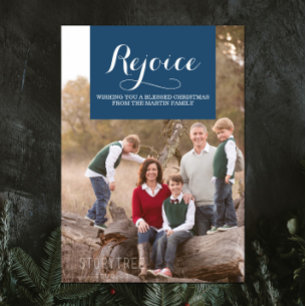 Elegance Squared Holiday Photo Card   Blue