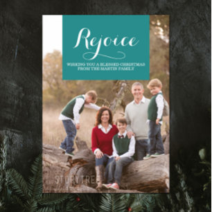 Elegance Squared Holiday Photo Card Teal