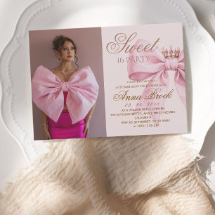 Elegance Sweet 16 Photo Birthday Party Invitation