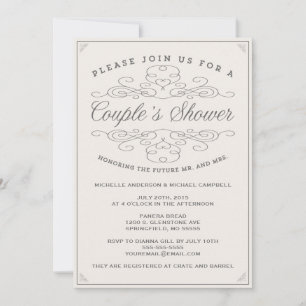 Élégance vintage   Invitation à la douche d'un cou