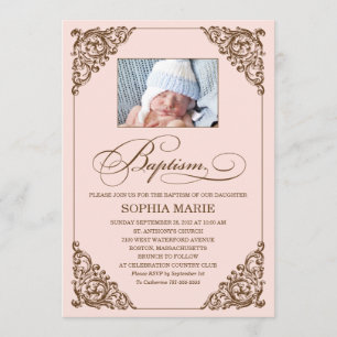 ÉLÉGANCE VINTAGE INVITATION BAPTISME