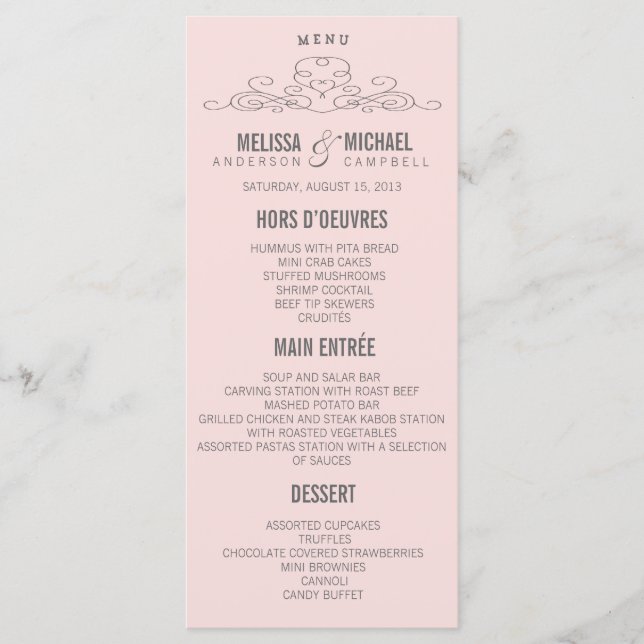 ÉLÉGANCE vintage | Menu de mariage (Devant)