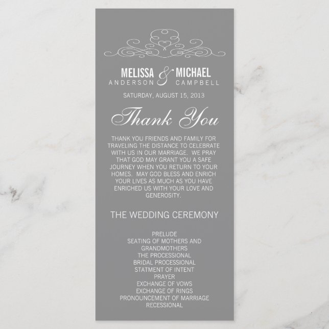 ÉLÉGANCE vintage | PROGRAMME DE MARIAGE (Devant)