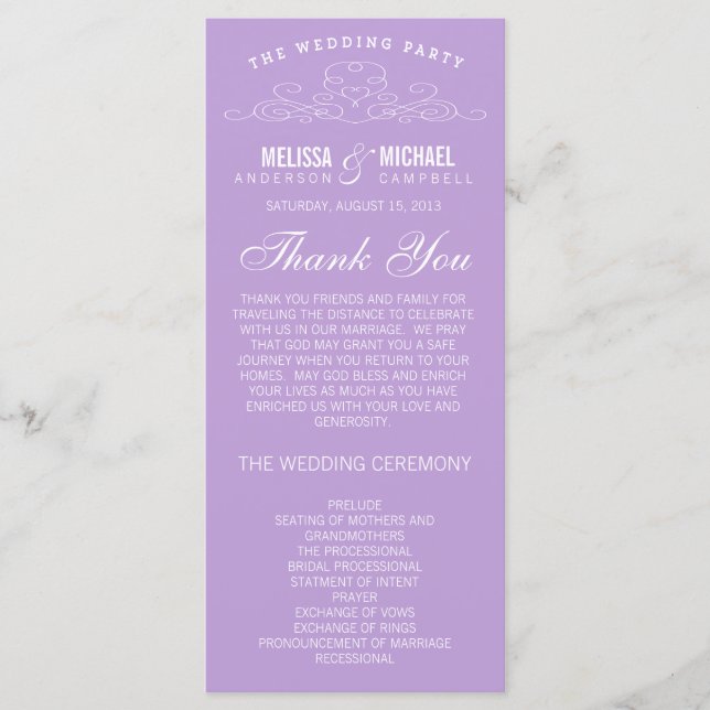 ÉLÉGANCE vintage | PROGRAMME DE MARIAGE (Devant)