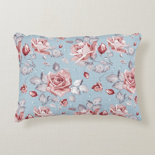 Elegance wallpaper pattern of pink roses 2 accent pillow (Front)