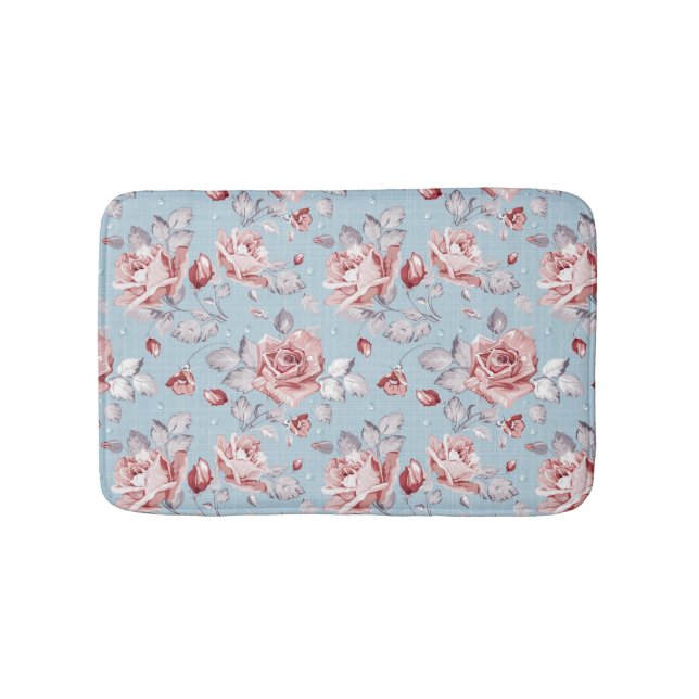 Elegance wallpaper pattern of pink roses 2 bath mat (Front)