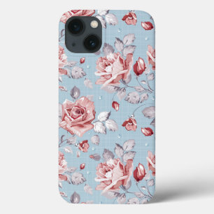 Elegance wallpaper pattern of pink roses 2 iPhone 13 case