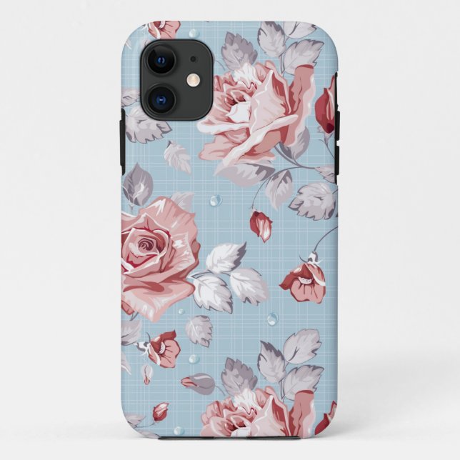 Elegance wallpaper pattern of pink roses 2 Case-Mate iPhone case (Back)