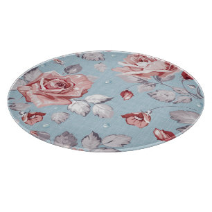 Elegance wallpaper pattern of pink roses 2 cutting board