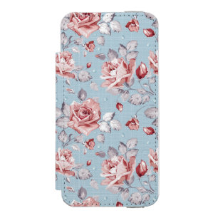 Elegance wallpaper pattern of pink roses 2 incipio watson™ iPhone 5 wallet case