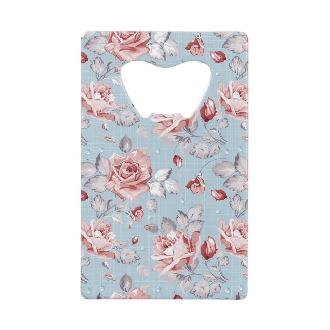 Elegance wallpaper pattern of pink roses 2 wallet bottle opener (Front)
