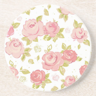 Elegance wallpaper pattern of pink roses 3 coaster
