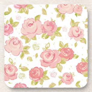 Elegance wallpaper pattern of pink roses 3 coaster