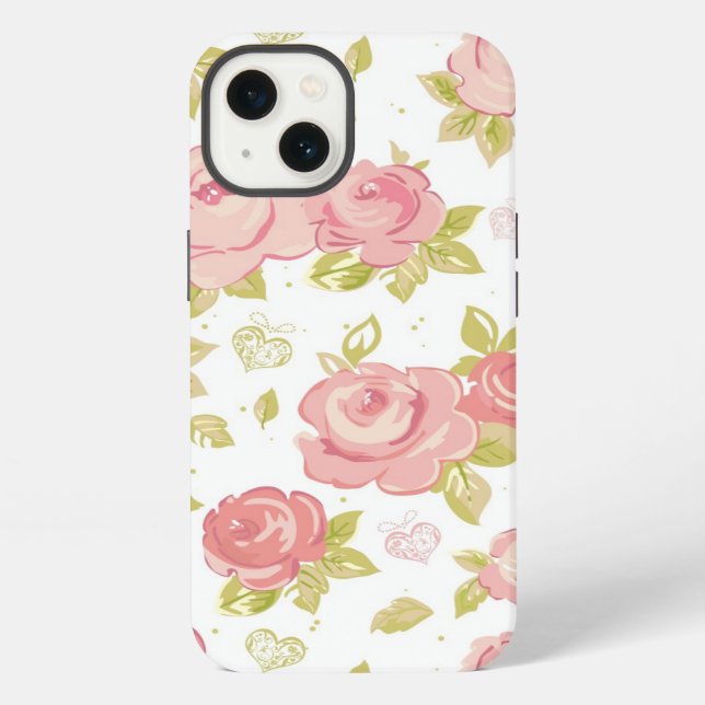 Elegance wallpaper pattern of pink roses 3 iPhone case (Back)