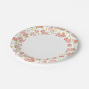 Elegance wallpaper pattern of pink roses 3 paper plate