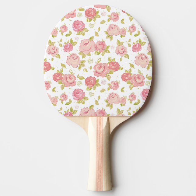 Elegance wallpaper pattern of pink roses 3 ping pong paddle (Front)