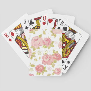 Elegance wallpaper pattern of pink roses 3 playing cards