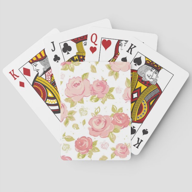 Elegance wallpaper pattern of pink roses 3 playing cards (Back)